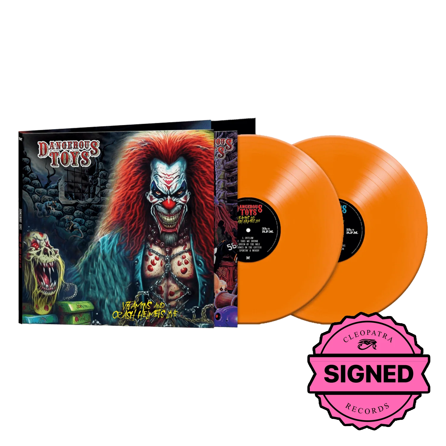 Dangerous Toys - Vitamins & Crash Helmets Live (Orange Double Vinyl LP Signed by Jason McMaster)