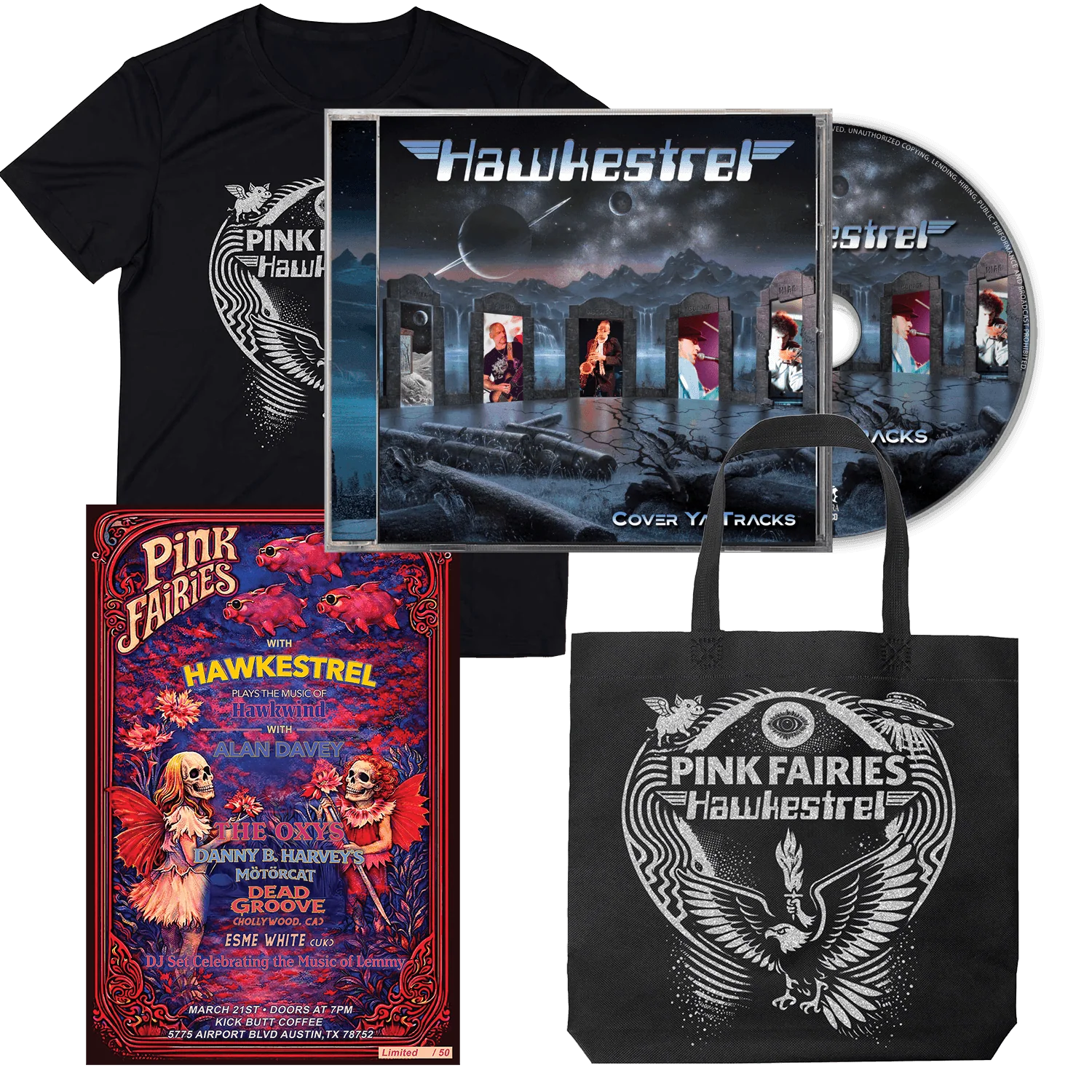 Hawkestrel - Cover Ya Tracks (CD/Shirt/Poster/Tote Bag - Bundle)