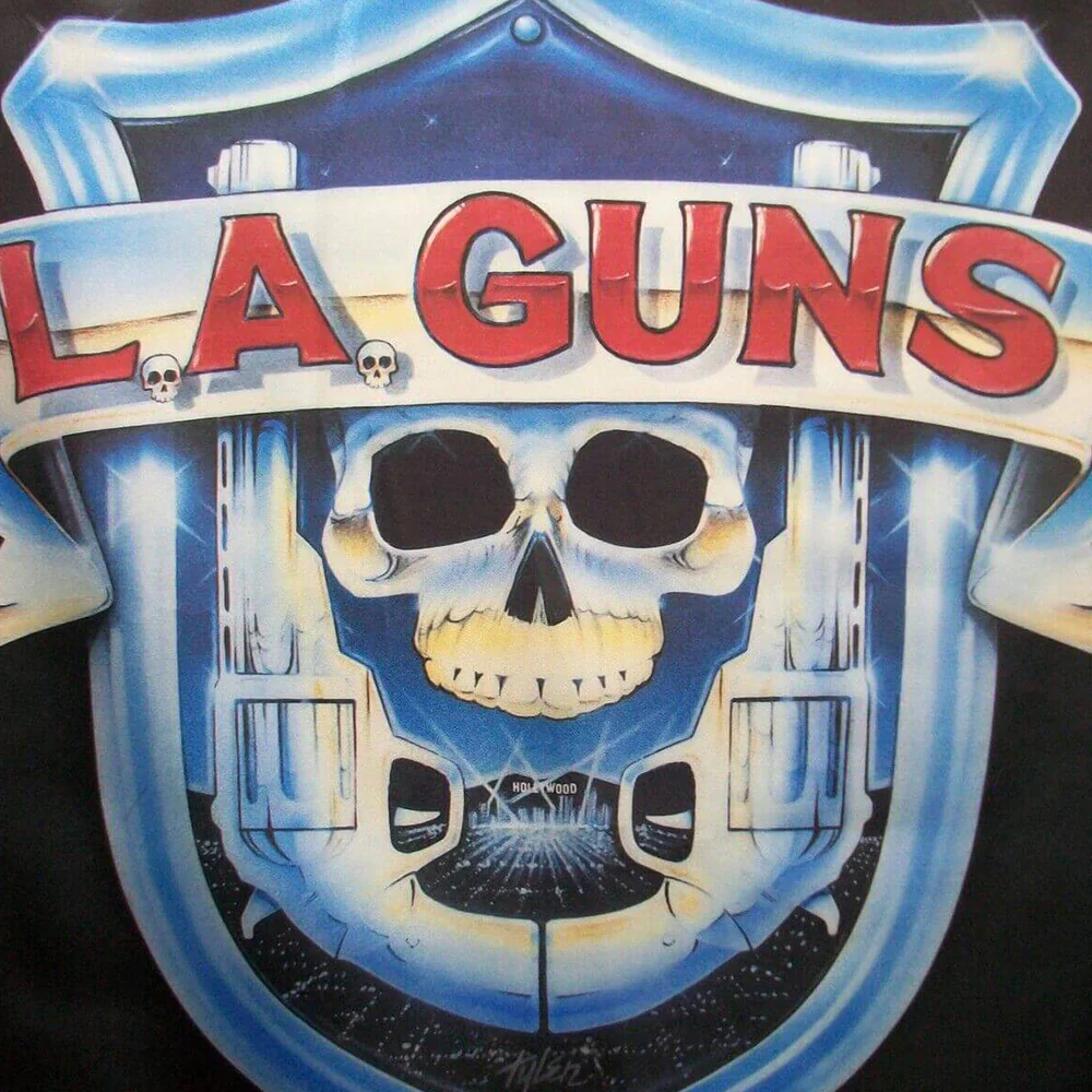 L.A. Guns - Leopard Skin (Gold/White/Black Splatter Vinyl LP - Signed by Tracii Guns + Official Silk Wall Tapestry Bundle) - Image 6