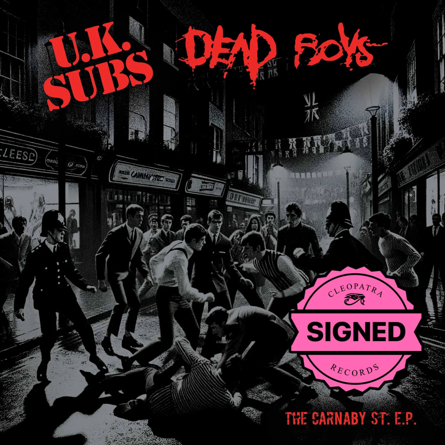 UK Subs & Dead Boys - Carnaby St. (Red 7" Vinyl Signed by Charlie Harper)