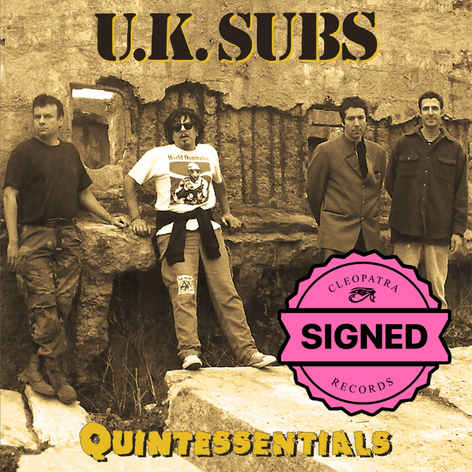 UK Subs - Quintessentials (Yellow-Black Splatter Vinyl Signed by Charlie Harper)